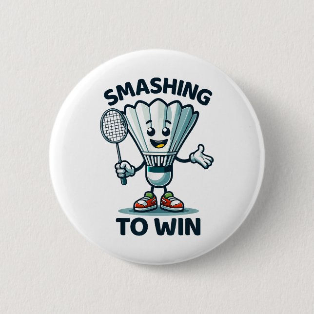 Badminton Forever Cartoon Shuttle And Racket Graph Button (Front)