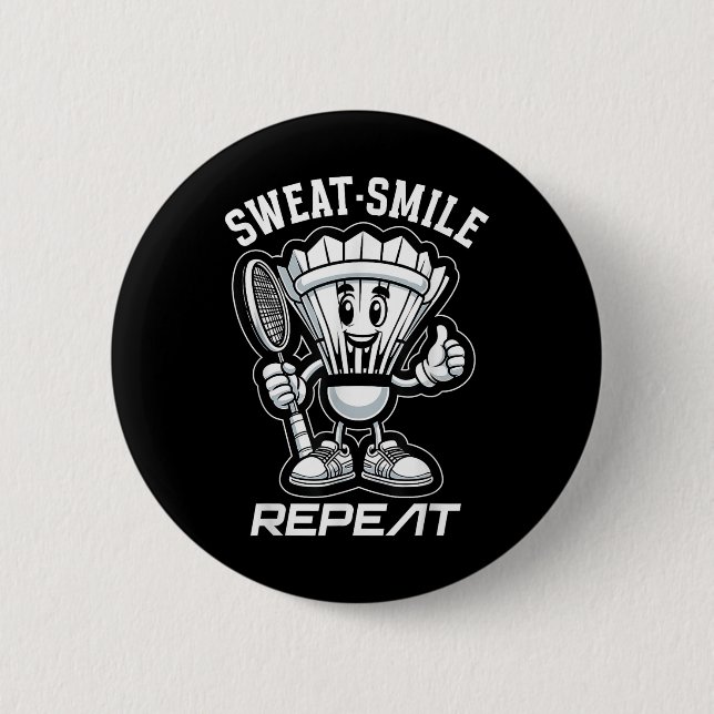 Badminton Forever Cartoon Shuttle And Racket Graph Button (Front)