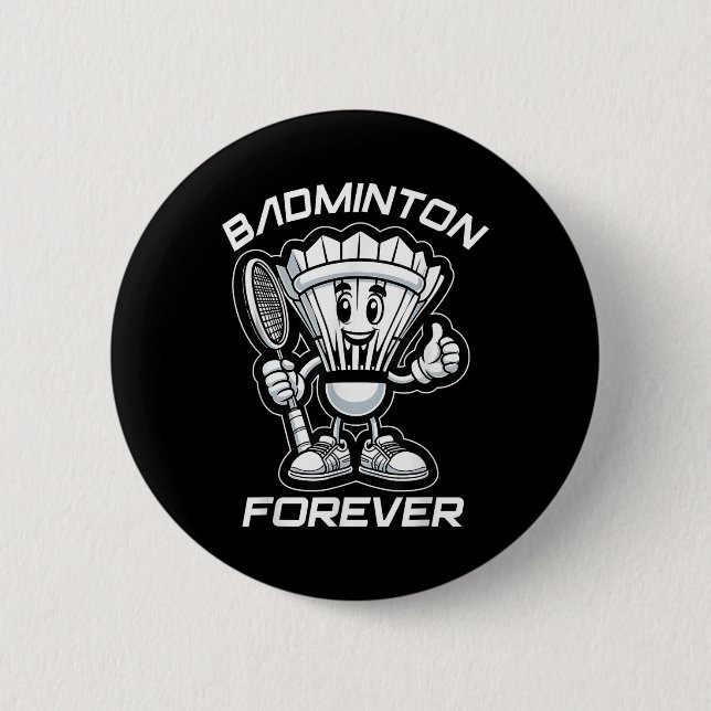 Badminton Forever Cartoon Shuttle And Racket Graph Button (Front)