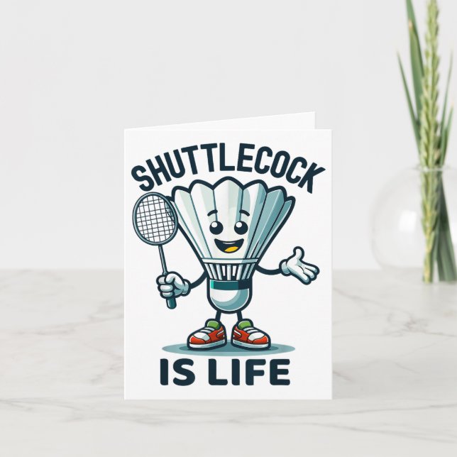 Badminton Forever Cartoon Shuttle And Racket Graph Card (Front)