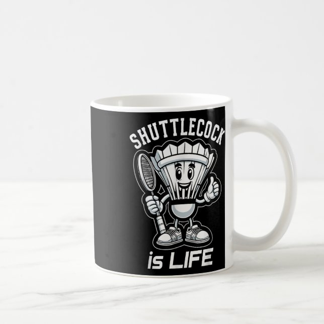 Badminton Forever Cartoon Shuttle And Racket Graph Coffee Mug (Right)