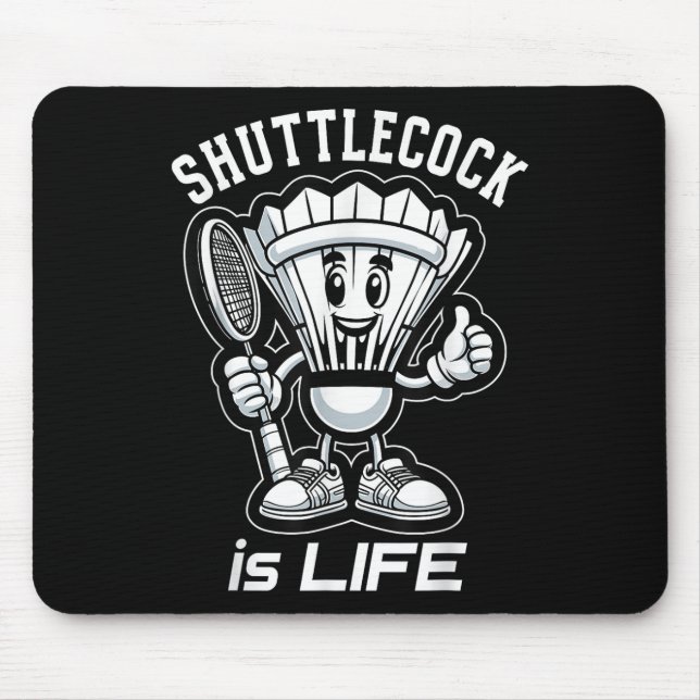 Badminton Forever Cartoon Shuttle And Racket Graph Mouse Pad (Front)