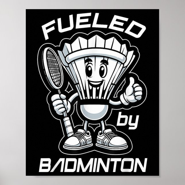 Badminton Forever Cartoon Shuttle And Racket Graph Poster (Front)