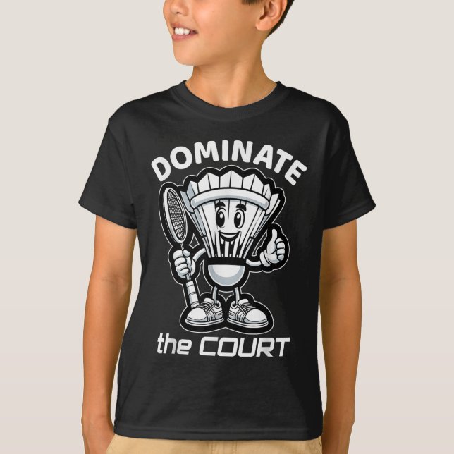 Badminton Forever Cartoon Shuttle And Racket Graph T-Shirt (Front)
