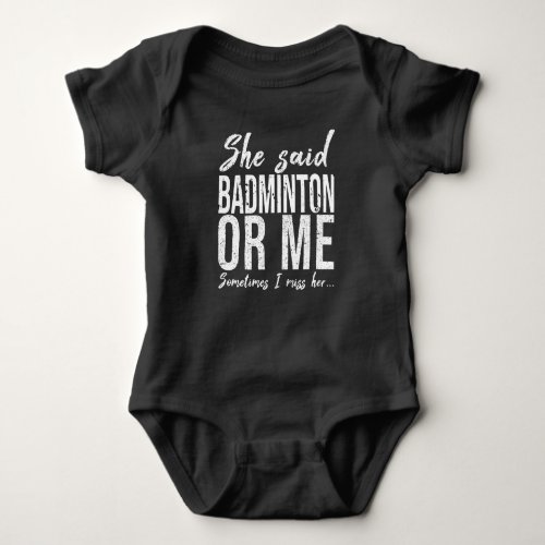 Badminton funny sports gift idea baby bodysuit