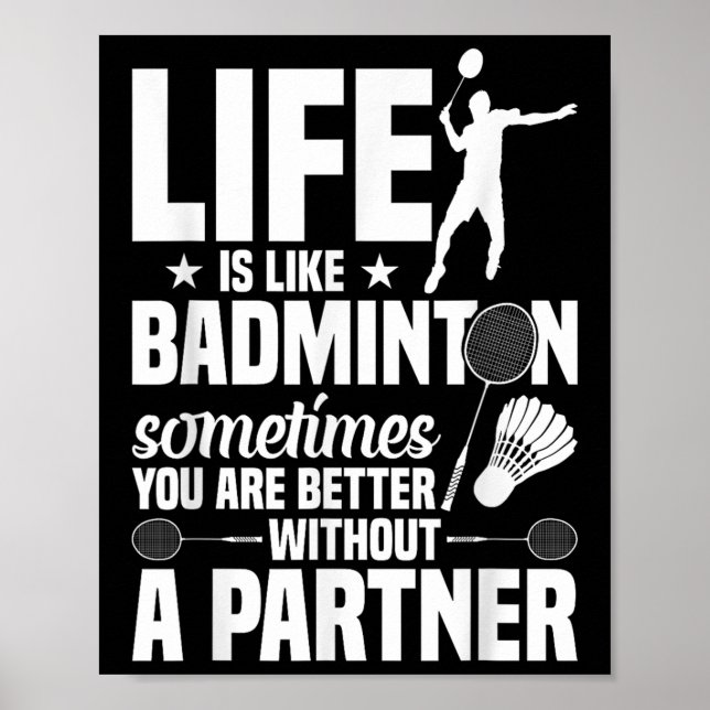 Badminton Game Player Shuttle Life’s Like Badminto Poster (Front)
