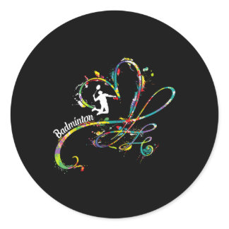 Badminton Game Player Shuttle Player Badminton  Classic Round Sticker