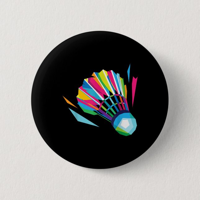 Badminton Game Shuttle Sport Badminton Pop Art  Button (Front)