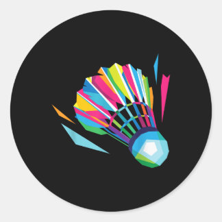 Badminton Game Shuttle Sport Badminton Pop Art Classic Round Sticker