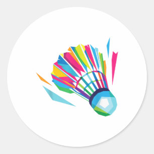 Badminton Game Shuttle Sport Badminton Pop Art Classic Round Sticker