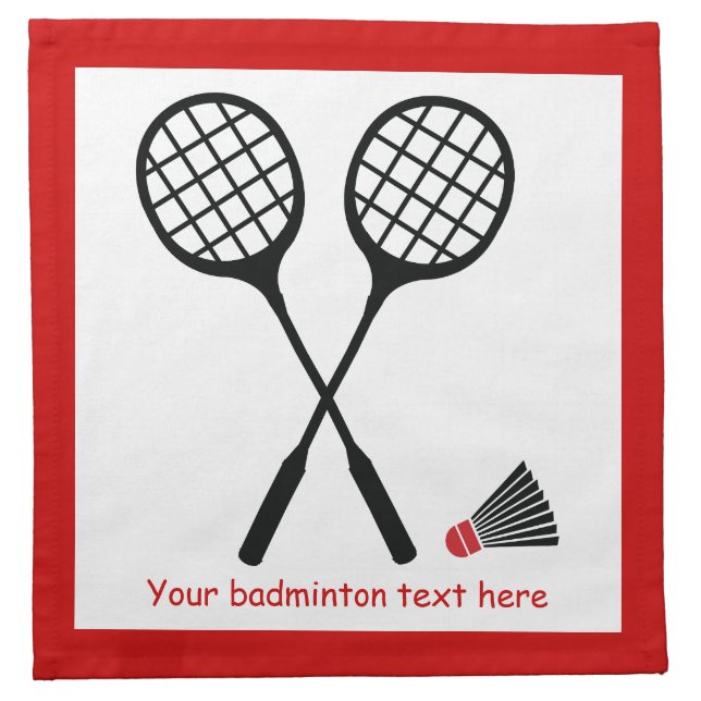 Badminton gifts, racquet and shuttlecock custom cloth napkin (Front)