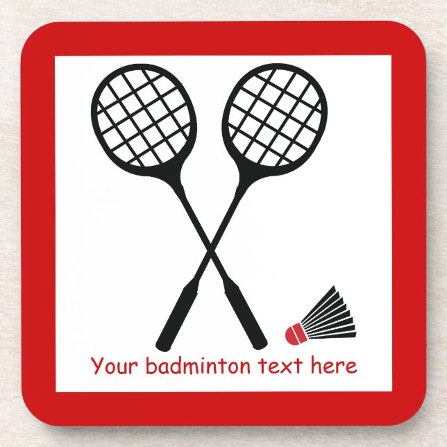 Badminton gifts, racquet and shuttlecock custom coaster (Front)