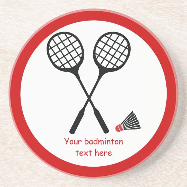 Badminton gifts, racquet and shuttlecock custom drink coaster (Front)