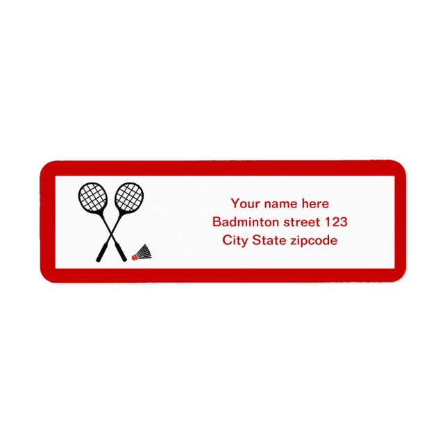 Badminton gifts, racquet and shuttlecock custom label (Front)