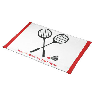 Badminton gifts, racquet and shuttlecock custom placemat