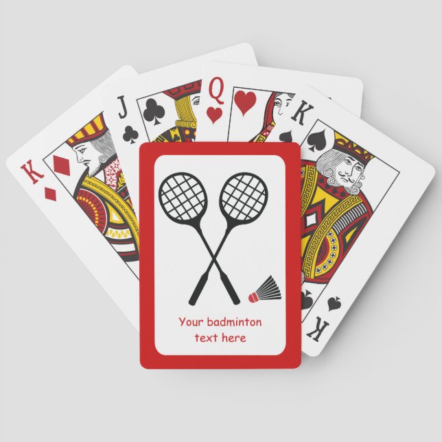 Badminton gifts, racquet and shuttlecock custom poker cards (Back)