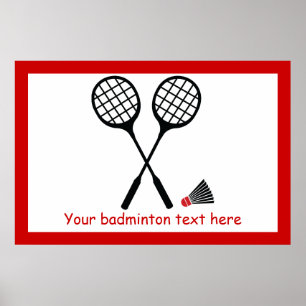 Badminton gifts, racquet and shuttlecock custom poster