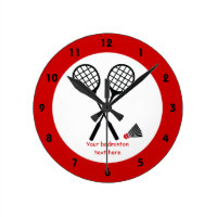 Badminton gifts, racquet and shuttlecock custom round clock