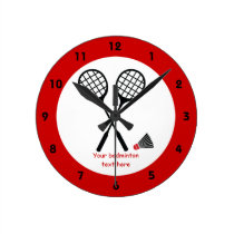 Badminton gifts, racquet and shuttlecock custom round clock Badminton gifts, racquet and shuttlecock custom round clock