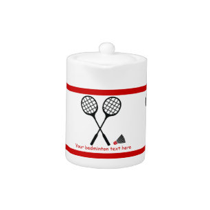 Badminton gifts, racquet and shuttlecock custom teapot