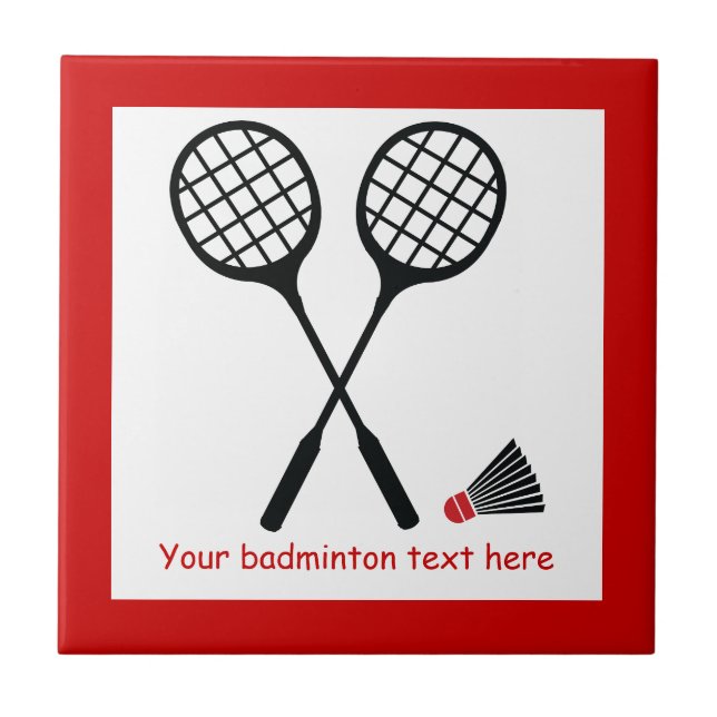Badminton gifts, racquet and shuttlecock custom tile (Front)