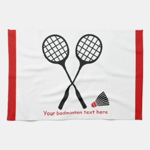 Badminton gifts, racquet and shuttlecock custom towel