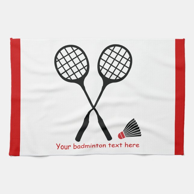 Badminton gifts, racquet and shuttlecock custom towel (Horizontal)