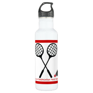 Badminton gifts, racquet and shuttlecock custom water bottle