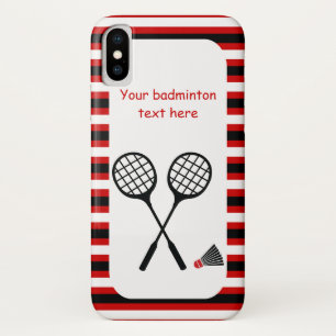 Badminton gifts, racquet and shuttlecock stripes iPhone x case