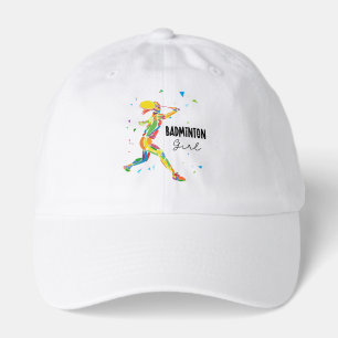 Badminton Girl Abstract Colorful Sports Player Hat