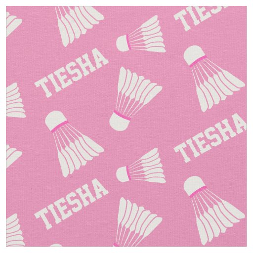 Badminton girls name pink pattern fabric
