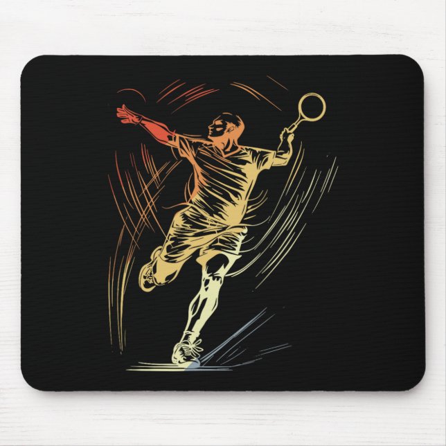 Badminton Guy Sketch Racquet Sport Shuttle  Mouse Pad (Front)