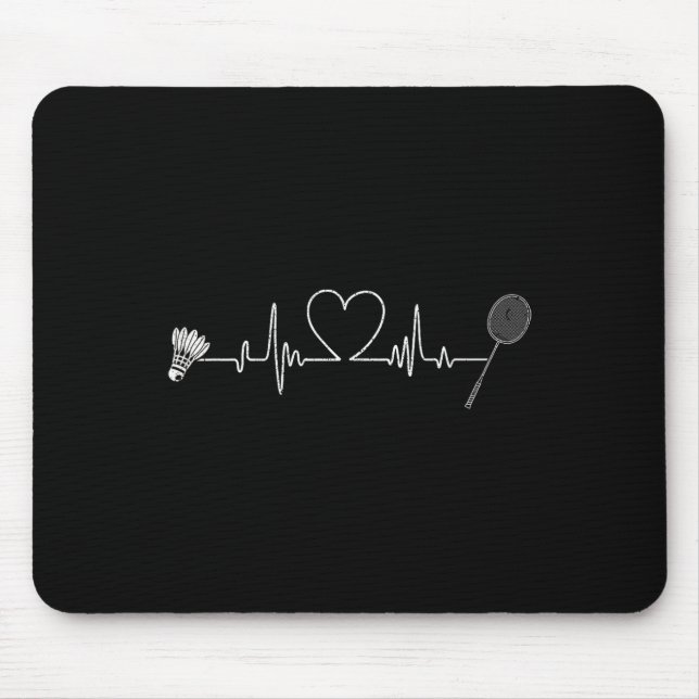 Badminton Heartbeat Funny Badminton  Mouse Pad (Front)