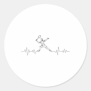 Badminton Heartbeat Shuttle Boys Kids Youth Men Classic Round Sticker