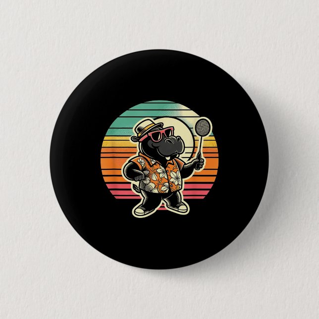 Badminton Hippo Shuttle  Button (Front)