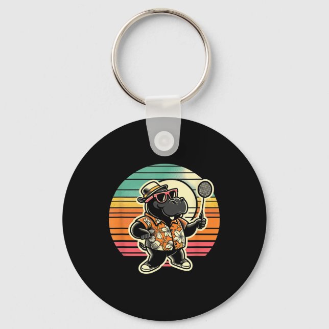 Badminton Hippo Shuttle  Keychain (Front)