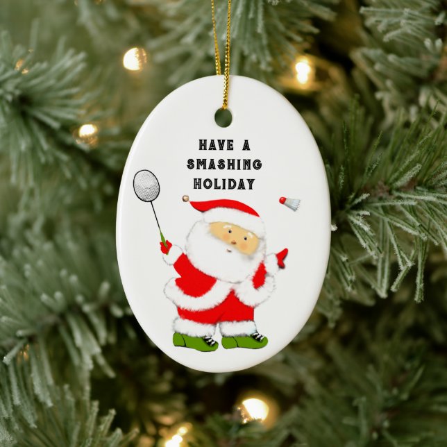 Badminton Holiday Gift Ceramic Ornament (Tree)