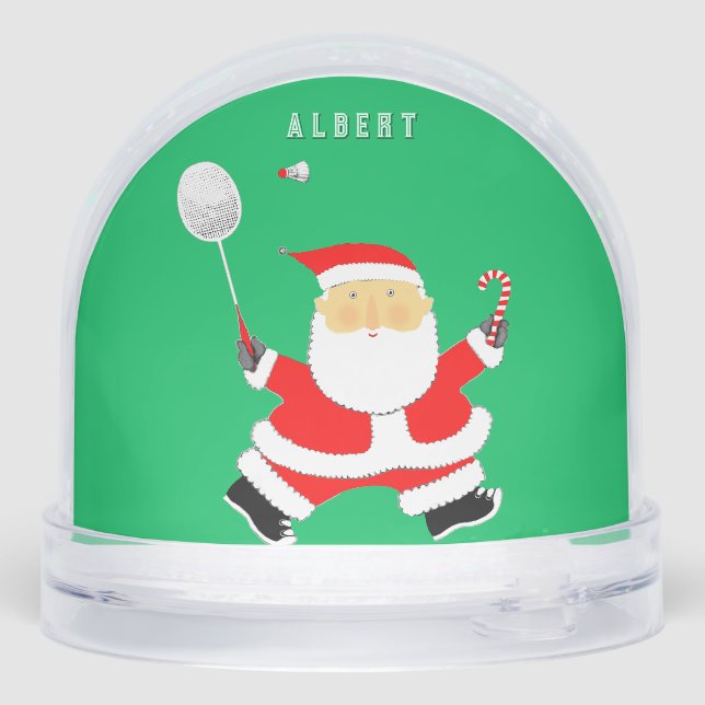 Badminton Holiday Gift Stocking Stuffer Snow Globe (Back)