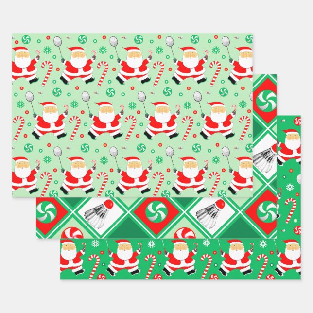 Badminton Holiday Gift Wrapping Paper Sheets (Set)