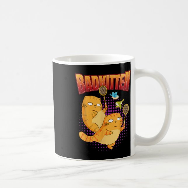 Badminton I Badkitten Cat I Badminton Racket Shutt Coffee Mug (Right)