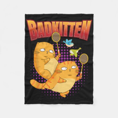 Badminton I Badkitten Cat I Badminton Racket Shutt Fleece Blanket