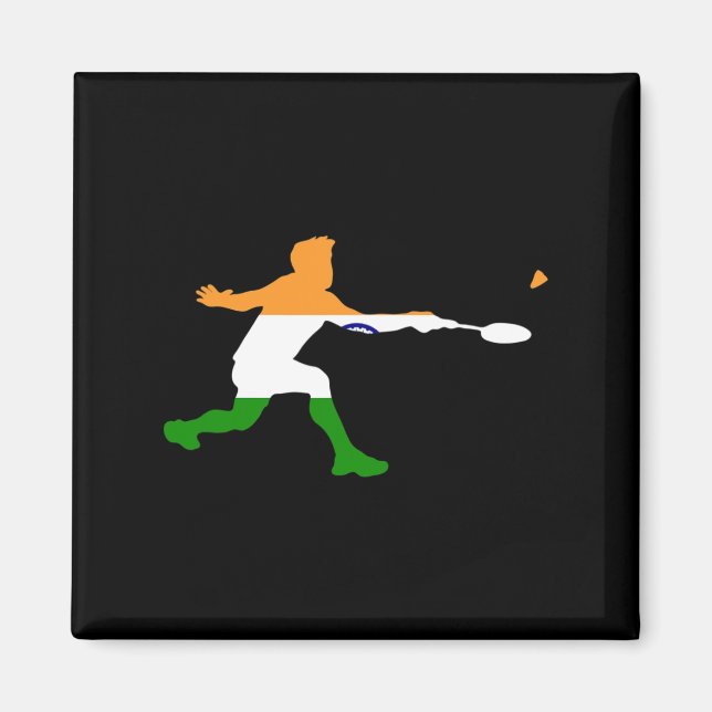 Badminton Indian Flag Racquet Shuttle Men Player  Magnet (Front)