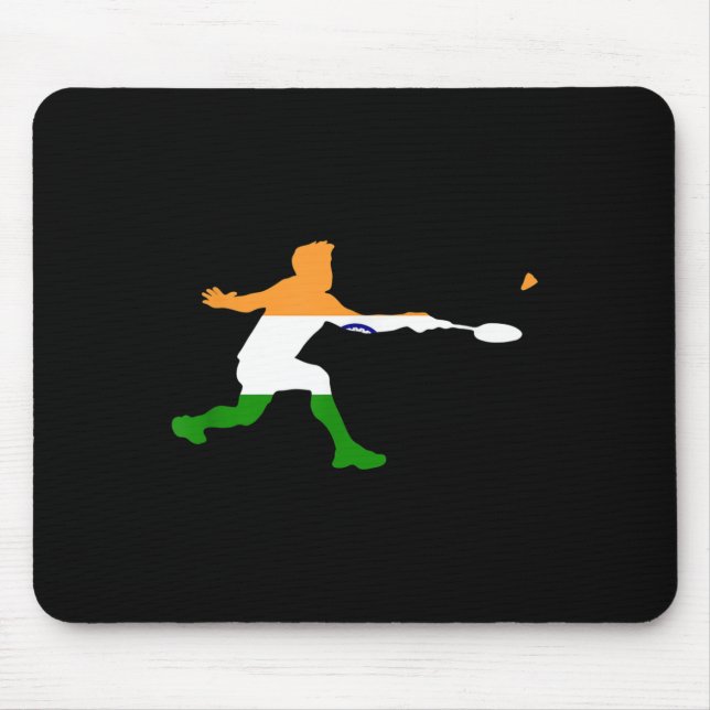 Badminton Indian Flag Racquet Shuttle Men Player  Mouse Pad (Front)