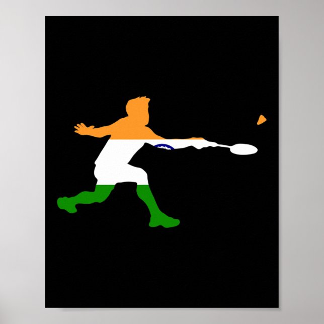 Badminton Indian Flag Racquet Shuttle Men Player  Poster (Front)