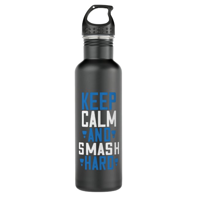 Badminton - Keep calm and smash hard Stainless Steel Water Bottle (Front)