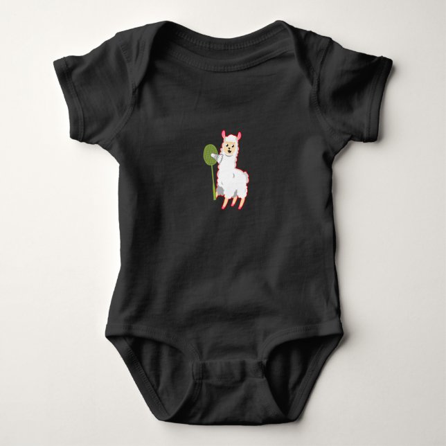 Badminton Llama Baby Bodysuit (Front)