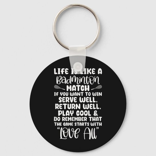 Badminton Match Sport Player Racket Shuttle Games  Keychain (Front)