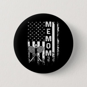 Badminton Memom American Flag Vintage Christmas Xm Button