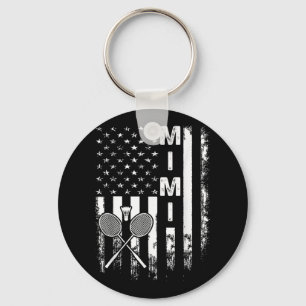 Badminton Mimi American Flag Vintage Christmas Xma Keychain