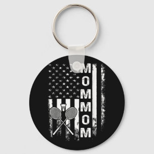 Badminton Mommom American Flag Vintage Christmas X Keychain